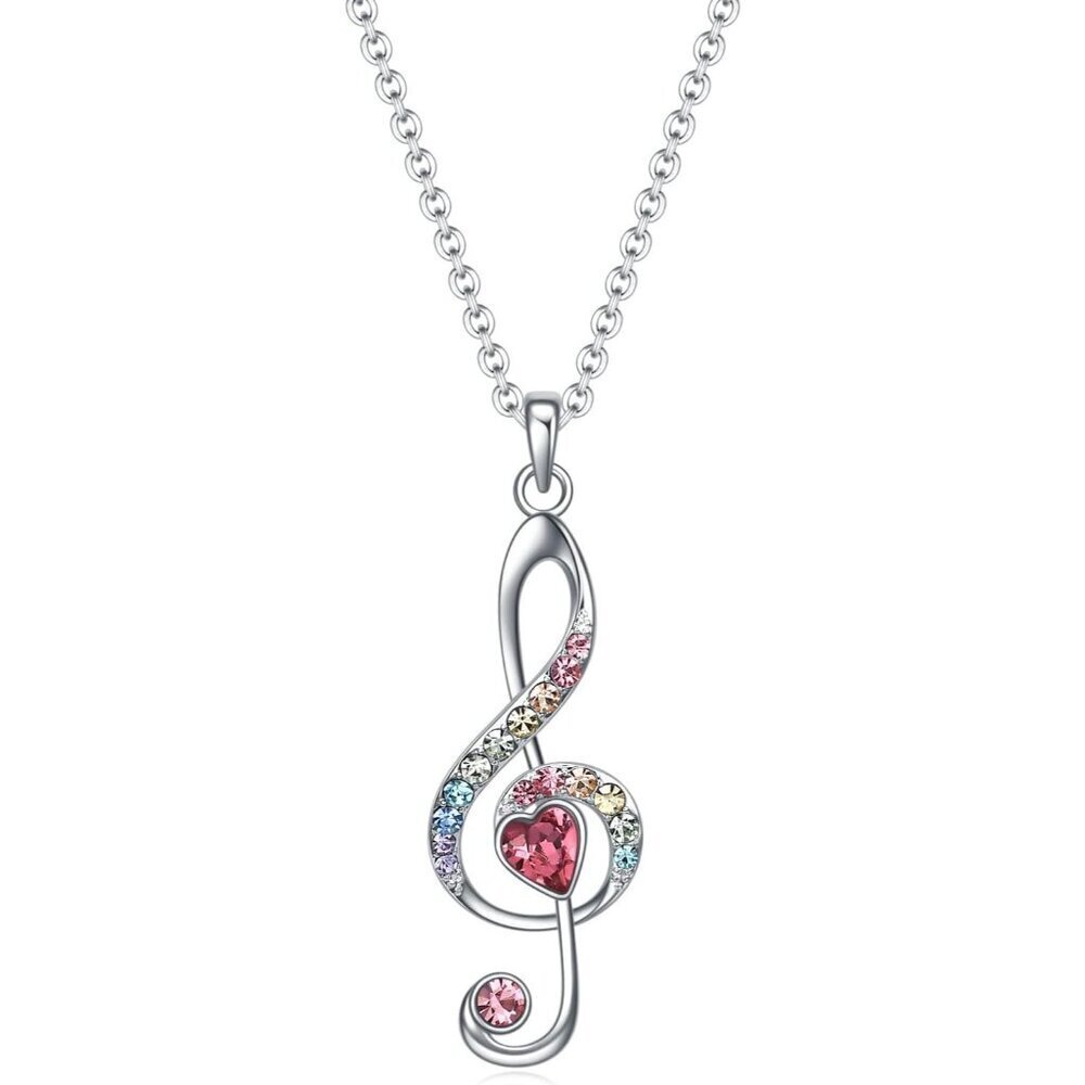 Music Instrument Necklace Rhinestone Brass Pendant Gift for Artists Women